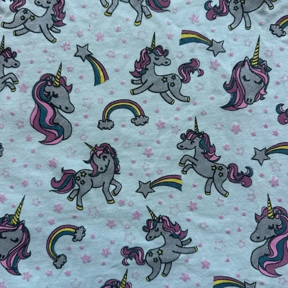 Chaser Glitter Unicorn Casual Dress Blue Rainbow Print Girls Size 7 Sleeveless